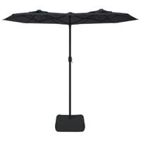 Parasol dubbel dak met LED's 316x240 cm zwart - thumbnail