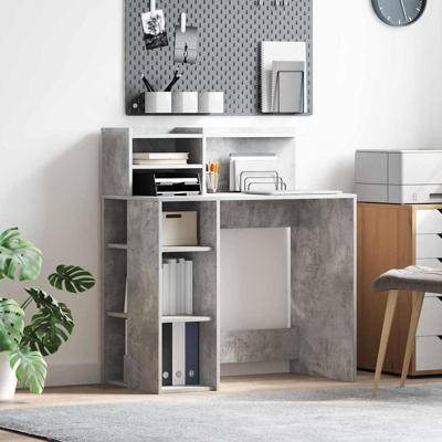 Bureau met opbergruimte met plank Betongrijs 90 x 48 x 101,5 cm