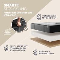 Opvouwbare Zitbank met opbergruimte en deksel - 115cm - Zwart - thumbnail