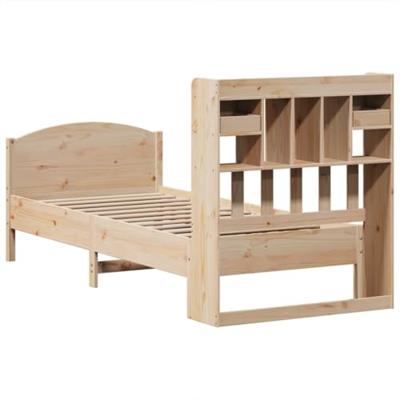 Bed met boekenkast zonder matras massief grenenhout 75x190 cm
