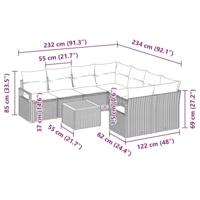 Tuinbankenset met opslag 9 pcs Beige en Crème poly rattan - thumbnail