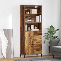 Hoge kast met lade Oud Hout 69,5 x 34 x 180 cm Bewerkt hout - thumbnail