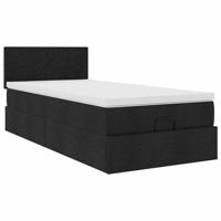 Ottoman bed met matras 80x200cm stof zwart - thumbnail