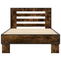 Bedframe bewerkt hout metaal gerookt eikenkleurig 120x200 cm - thumbnail