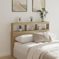 Hoofdbordkast met LED-verlichting 140x17x102 cm sonoma eiken - thumbnail