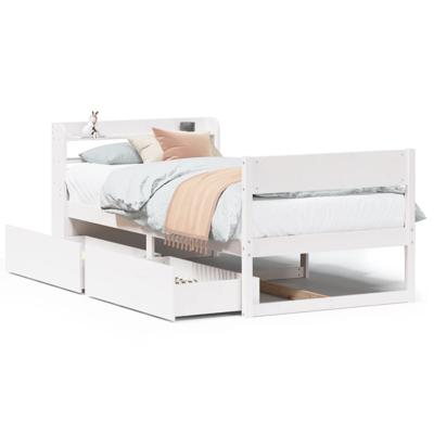 Bedframe zonder matras massief grenenhout wit 160x200 cm