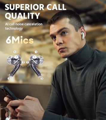 Edifier W260NC -45dB Actieve Ruisonderdrukking Oordopjes, Hi-Res Audio Draadloos met LDAC, AAC, 6 Microfoons met AI Helder Oproepen, Dubbele Dynamische Drivers, Bluetooth 5.3, Ivoor