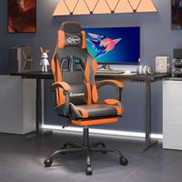 Gamestoel draaibaar met voetensteun kunstleer zwart en oranje - thumbnail