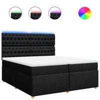 Boxspring met matras stof zwart 140x200 cm - thumbnail
