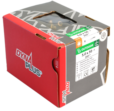 Dynaplus Vlonderschroef Xtreme Ar-Bronze Platkop deeldraad-60° +Snijpunt Torx TX25 5.0X50/25 | 1250 stuks - 0289.13.41901