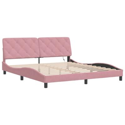 Bedframe met LED zonder matras fluweel roze 200x200 cm