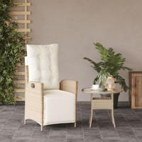 Tuinstoel verstelbaar met voetensteun poly rattan beige - thumbnail