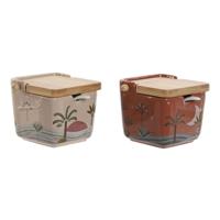 Suikerpot Home ESPRIT Beige Roze Terra cotta Lila Bamboe Dolomite 7,5 x 7,5 x 7,5 cm (2 Stuks) - thumbnail