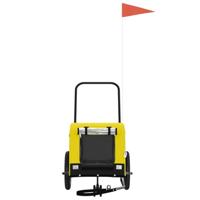 Hondenfietstrailer oxford stof en ijzer geel en zwart - thumbnail