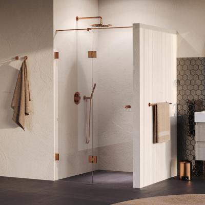 BRAUER Void Carving nisdeur 2-delig helder glas 120x200 omkeerbaar met draaideur 60 aan glas incl. glascoating PVD koper geborsteld BRAUER Void Carving nisdeur 2-delig helder glas 120x200 omkeerbaar met draaideur 60 aan glas incl. glascoating PVD koper geborsteld