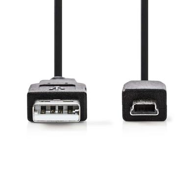 USB 2.0-Kabel | A Male - Mini 5-Pins Male | 2,0 m | Zwart