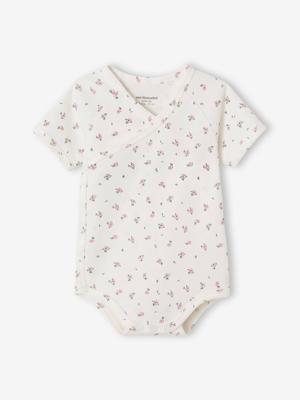 Meegroeirompertje met korte mouwen en opening voor pasgeborenen ecru Meegroeirompertje met korte mouwen en opening voor pasgeborenen ecru