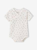 Meegroeirompertje met korte mouwen en opening voor pasgeborenen ecru - thumbnail