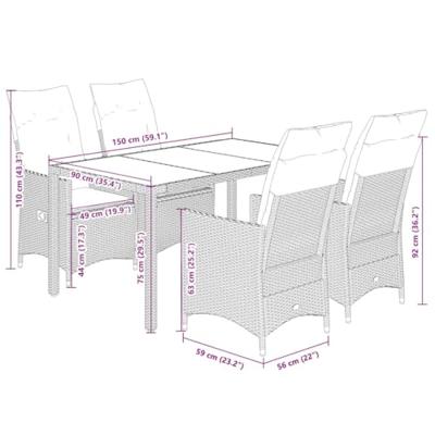 5-delige Tuinset met kussens poly rattan zwart 5-delige Tuinset met kussens poly rattan zwart