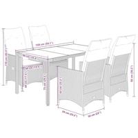 5-delige Tuinset met kussens poly rattan zwart - thumbnail