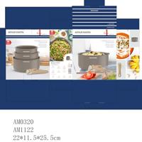 Set van 3 steelpannen - Geschikt voor alle kookplaten inclusief inductie - ARTHUR MARTIN - AM1122 - Keramiek - Ø 16-18-20 cm + afneembare handgreep - Taupe - thumbnail