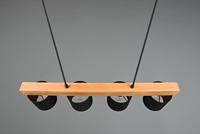 Trio HanglampCameron 4-lichts zwart met houtbruin - R30654002 - thumbnail
