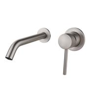 Wiesbaden Wastafelkraan Ribbd Inbouw Mengkraan Eenhendel Inclusief Afdekplaat RVS - thumbnail