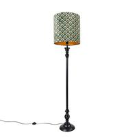 QAZQA Klassieke vloerlamp zwart met kap pauw dessin 40 cm - Classico - thumbnail