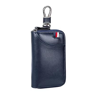 9102 multifunctionele taille opknoping lederen rits portemonnee sleutels houder tas (donkerblauw)