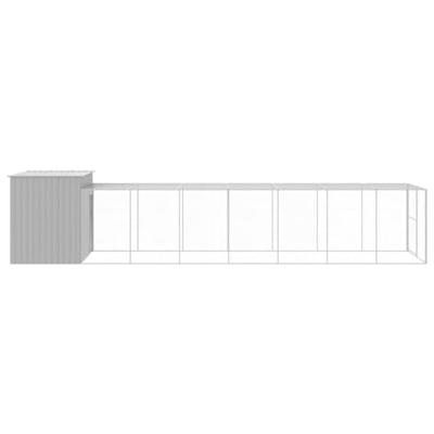 Hondenhok met ren 214x865x181 cm staal lichtgrijs