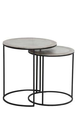 Light & Living Bijzettafel 'Talca' Set van 2 stuks, ruw nikkel