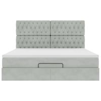 Ottoman bed met matrassen 160x200cm fluweel lichtgrijs - thumbnail