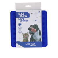 Eat Slow Live Longer Lick Mat Cross Blauw - thumbnail