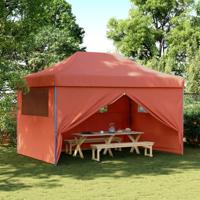 VidaXL Partytent inklapbaar pop-up met 4 zijwanden terracottakleurig - thumbnail