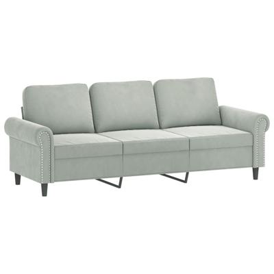 3-delige Loungeset met kussens fluweel lichtgrijs