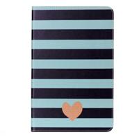 Samsung Galaxy Tab A 10.1 inch / P580 horizontaal Grijs gestreept en hartje patroon PU leren Flip Hoesje met houder en opbergruimte voor pinpassen & g - thumbnail