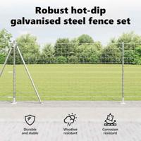 VidaXL Hek met paal zilver 1,6 x 10 m staal - thumbnail