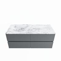 MONDIAZ VICA-DLUX 120cm badmeubel onderkast Plata 4 lades. Inbouw wastafel CLOUD links zonder kraangat, kleur Glace. - thumbnail