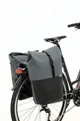 New Looxs Nyborg MIK Dubbele Fietstas 34 Liter Donkergrijs/Zwart