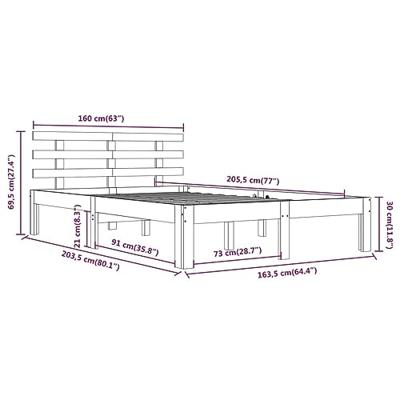 Bedframe massief hout wit 160x200 cm - thumbnail