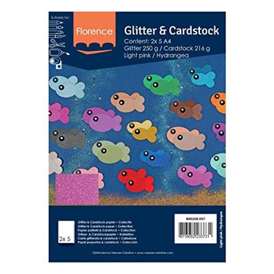 Florence • glitter papier en cardstock set 216g a4 10x light pink/hydrangea