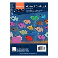 Florence • glitter papier en cardstock set 216g a4 10x light pink/hydrangea - thumbnail