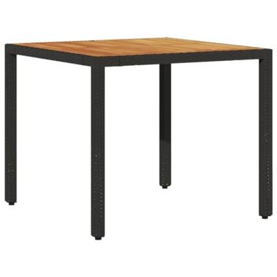 Tuintafel met acaciahouten blad 90x90x75 cm poly rattan zwart - thumbnail