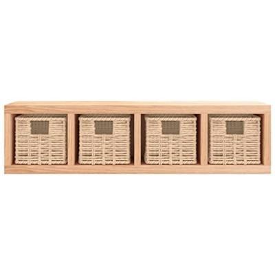 Wandschap met manden 62x18x16 cm massief walnotenhout