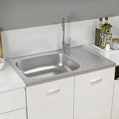 VidaXL Gootsteen met afvoerset 800x500x155 mm roestvrij staal zilver VidaXL Gootsteen met afvoerset 800x500x155 mm roestvrij staal zilver