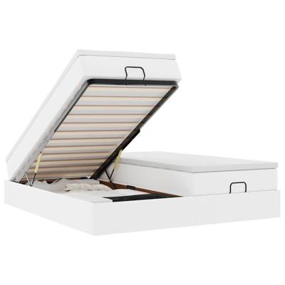 Ottoman bed met matrassen 160x200cm kunstleer wit