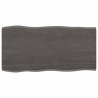 Tafelblad natuurlijke rand 80x40x2 cm eikenhout donkerbruin - thumbnail