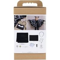 Creativ Company Hobbyset griezelige verkleedkleding, vleermuiscape en hoofdband, zwart, zwart glitter, 1 doos - thumbnail
