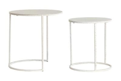 Light & Living Bijzettafel 'Sadar' Set van 2 stuks, kleur Wit/Lichtgrijs