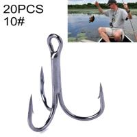 20 PC's klassieke zwarte hoge Carbon stalen visserij drie-jaw Treble haken - thumbnail